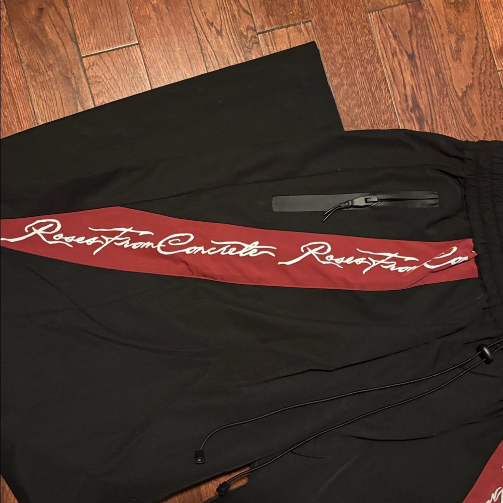 Civil Regime Black Track Pants with red Script Panels Sizd: Small NWOT - Picture 5 of 7